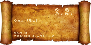 Kocs Ubul névjegykártya